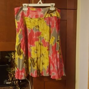 Multi-colored pleated silk skirt